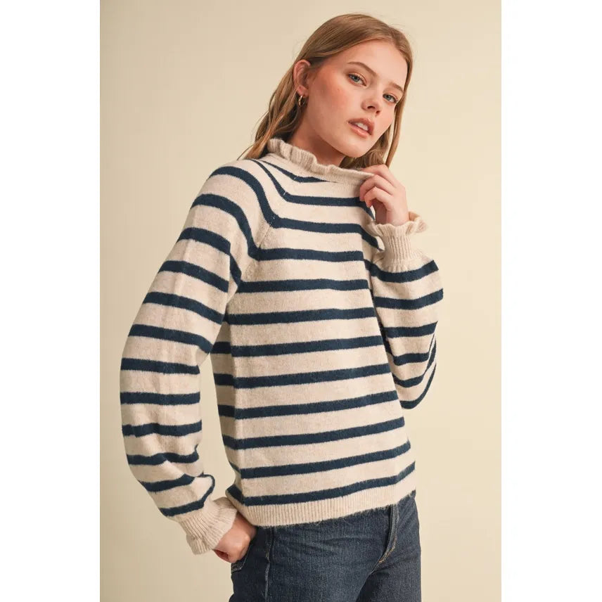 Ruffled Striped Sweater
