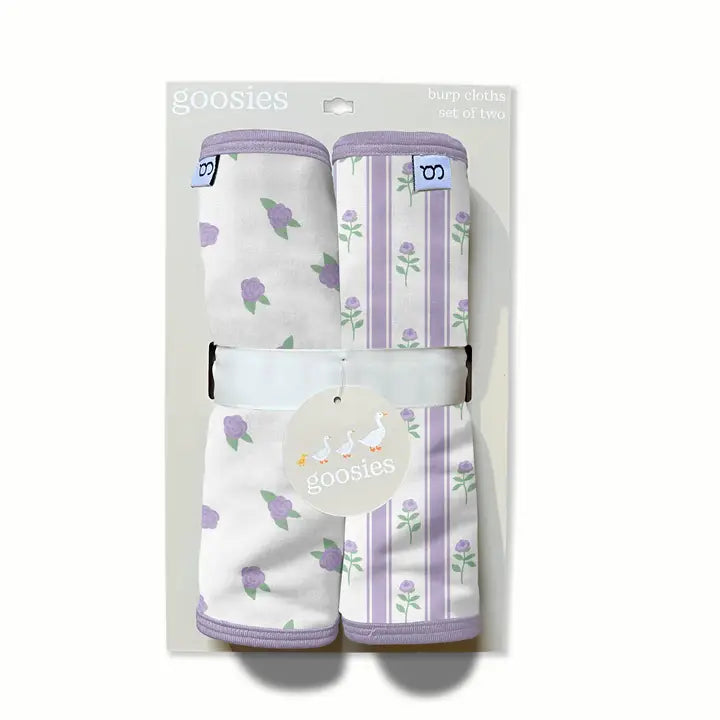 Lilac Buds Tiny Floral Burp Cloth Set