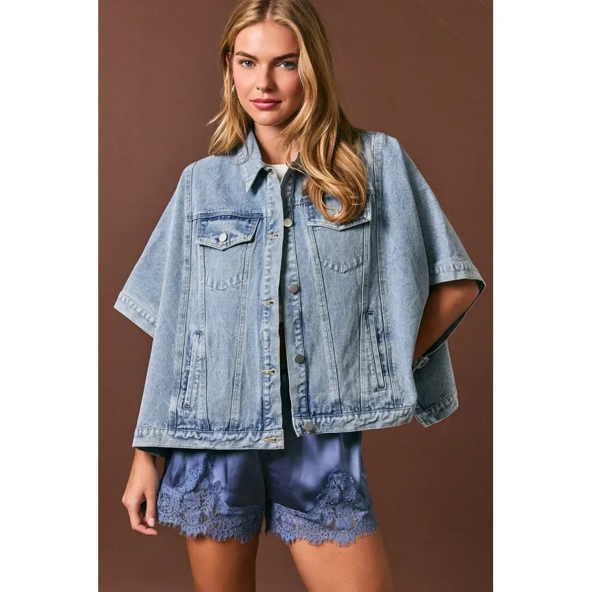 Denim Cape Jacket