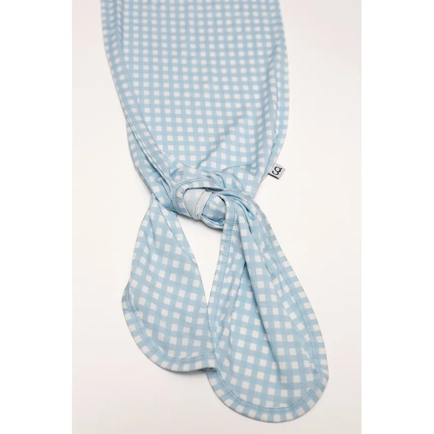 Blue Gingham Knotted Infant Gown