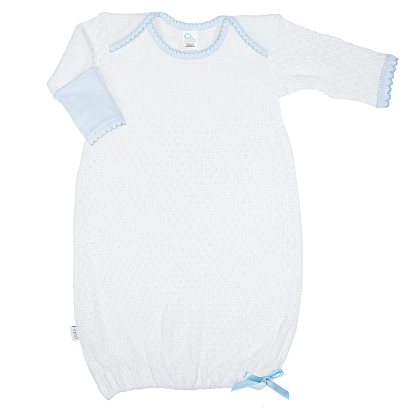 Paty Knit Newborn Gown (with Pima Binding)