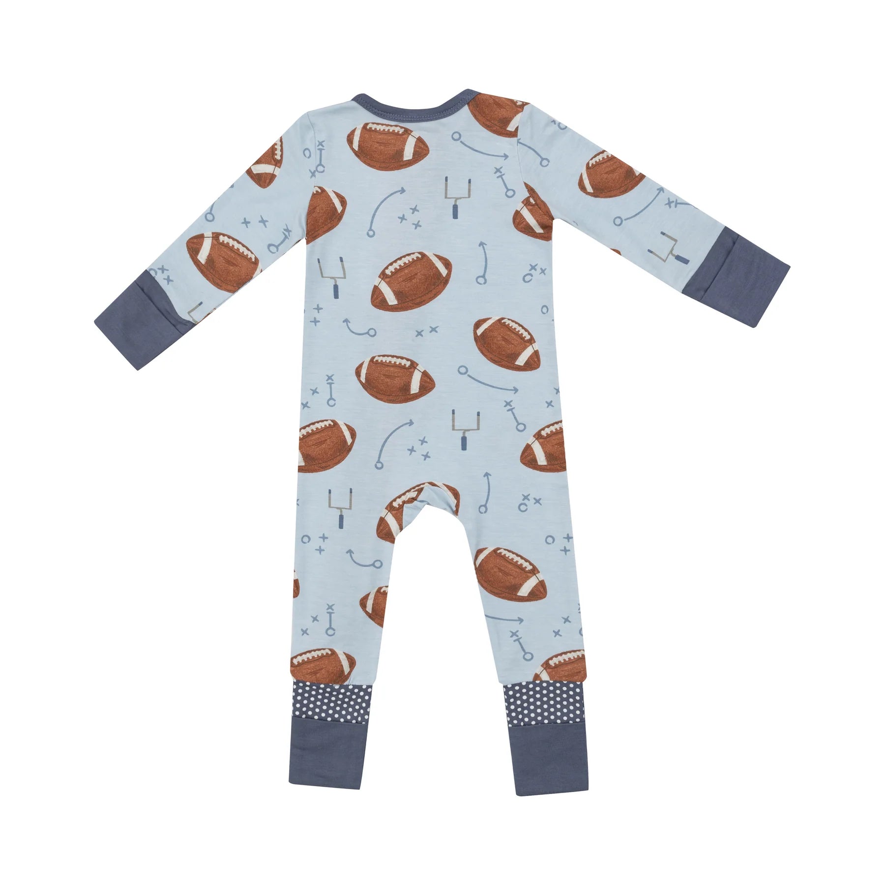 Footballs Blue 2 Way Zipper Romper