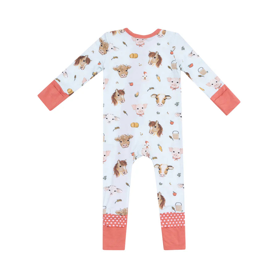Vintage Animals Faces 2 Way Zipper Romper