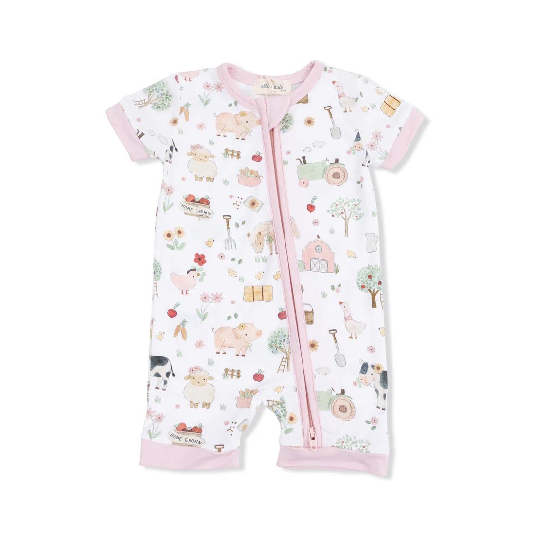 Cute Farm Animals Shortie 2 Way Zipper Romper