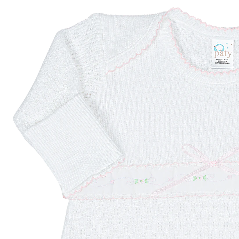 Paty Knit Newborn Gown with Swiss Floral