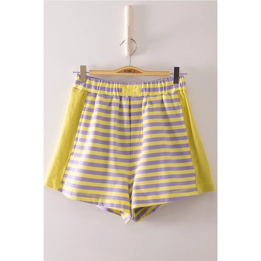 Lemon + Lavender Striped Lounge Shorts