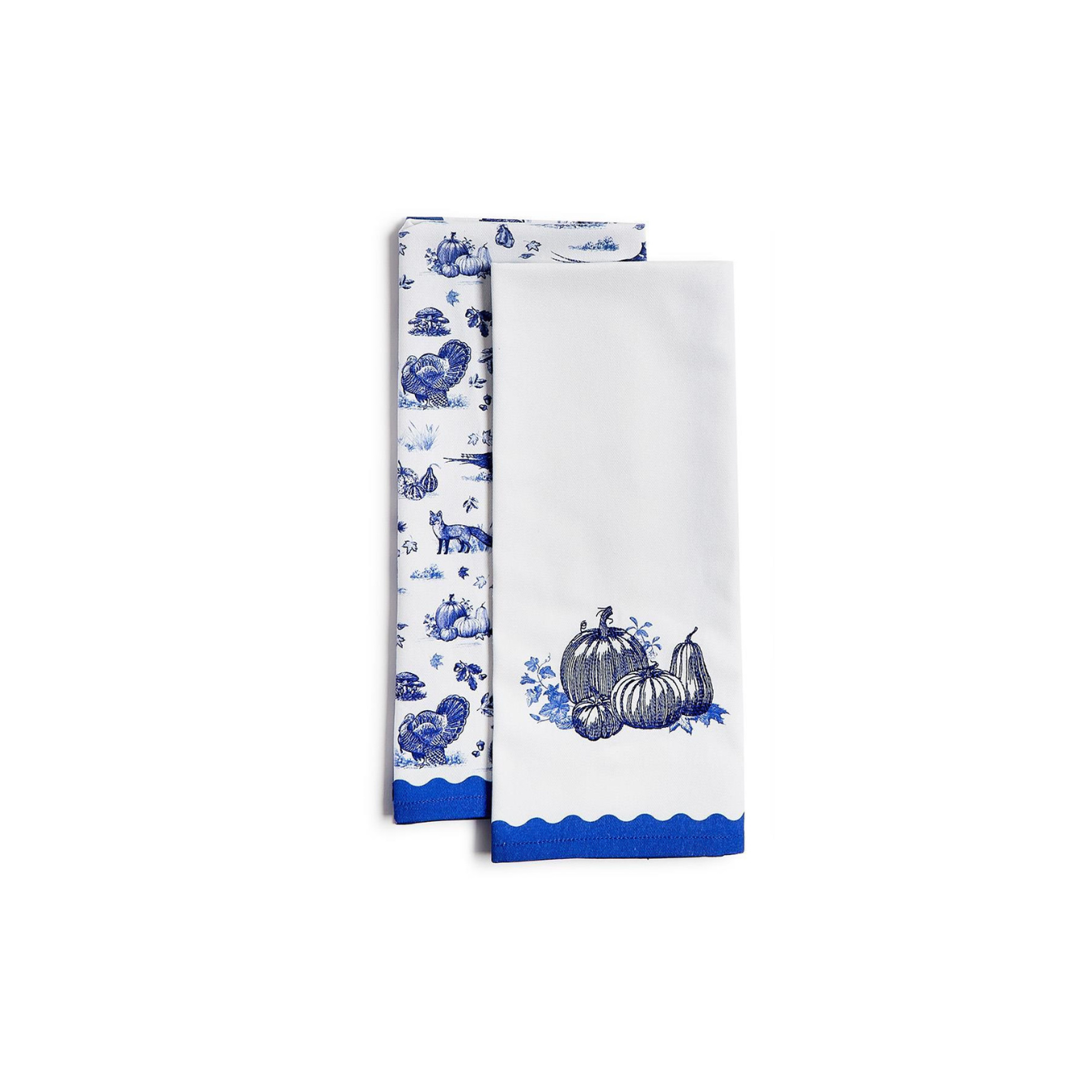 Falling for Blue Toile Set of 2 Dish Towels