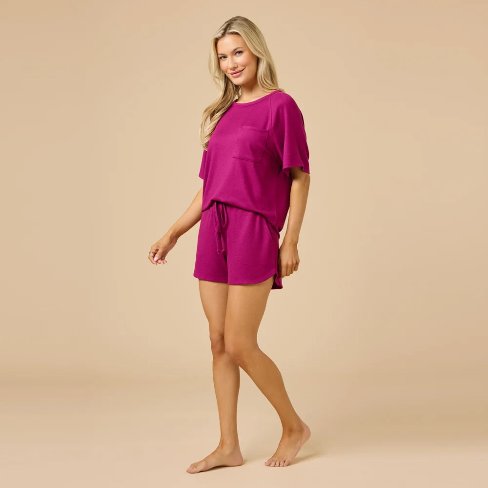 Softies Dream Slouchy Tee Top with Shorts Lounge Set