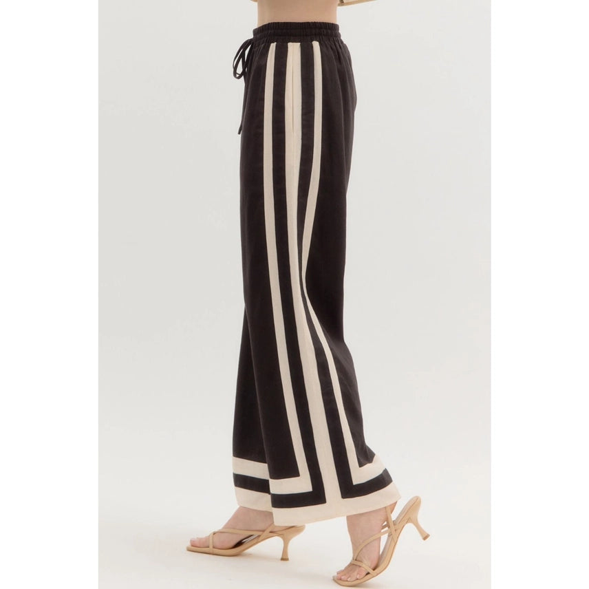 Solid High Waist Wide Leg Pull On Pants