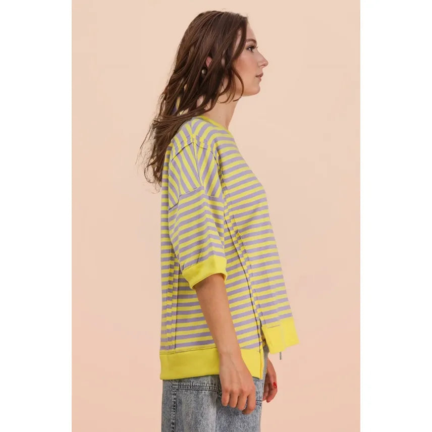 Lavender + Lemon Oversized Striped Top