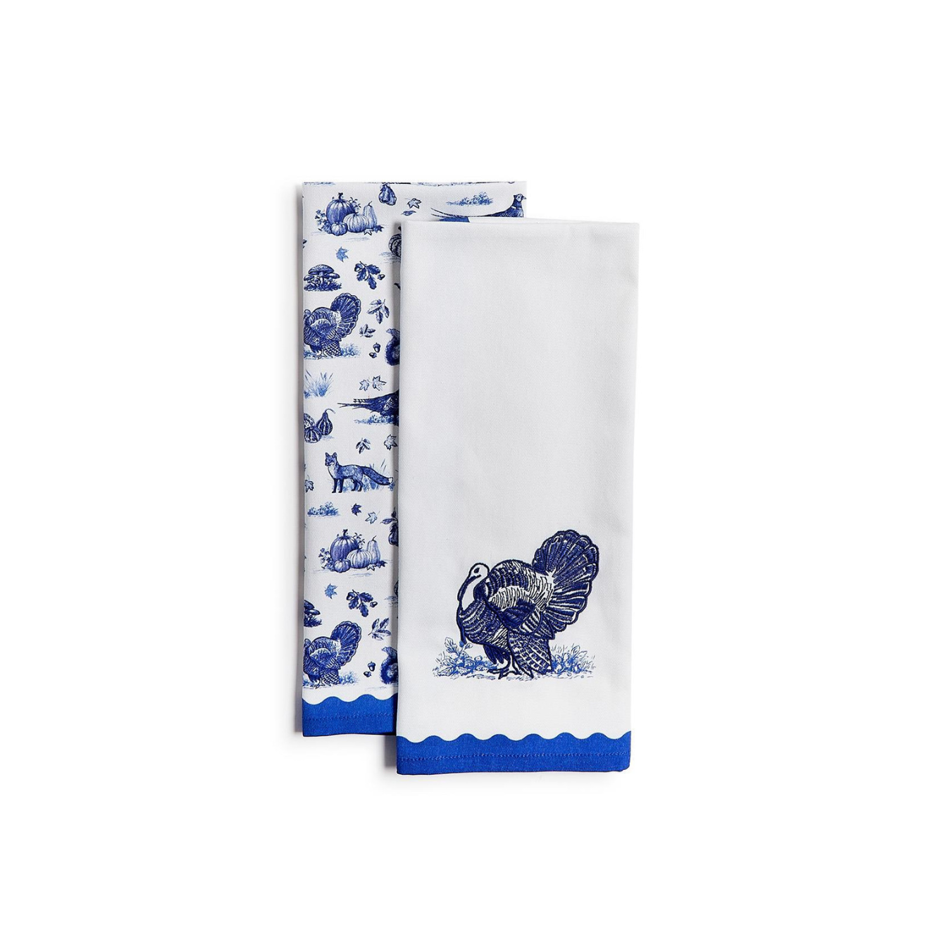 Falling for Blue Toile Set of 2 Dish Towels