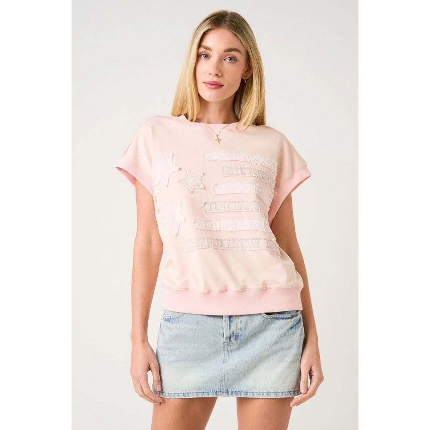 Stars and Stripes Patch Washed Sleeveless Top