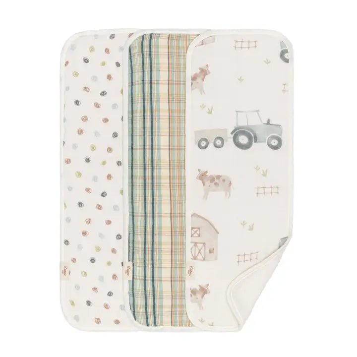 Charlie 3-pc. Farmhouse Tractor Burp Cloth Set