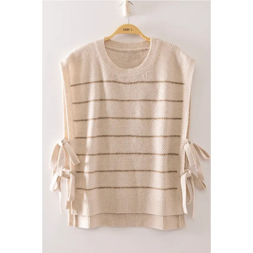 Striped Side Tie Knit Vest