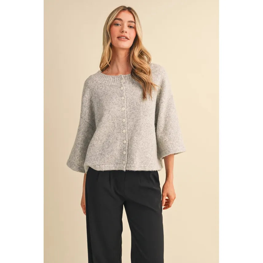 Elbow Length Sleeve Sweater Cardigan