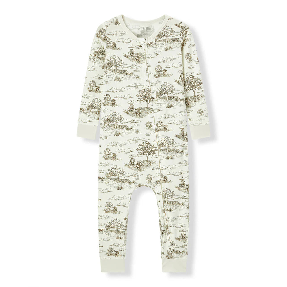 Milkbarn Country Toile Luxe Stretch Zipper Pajama
