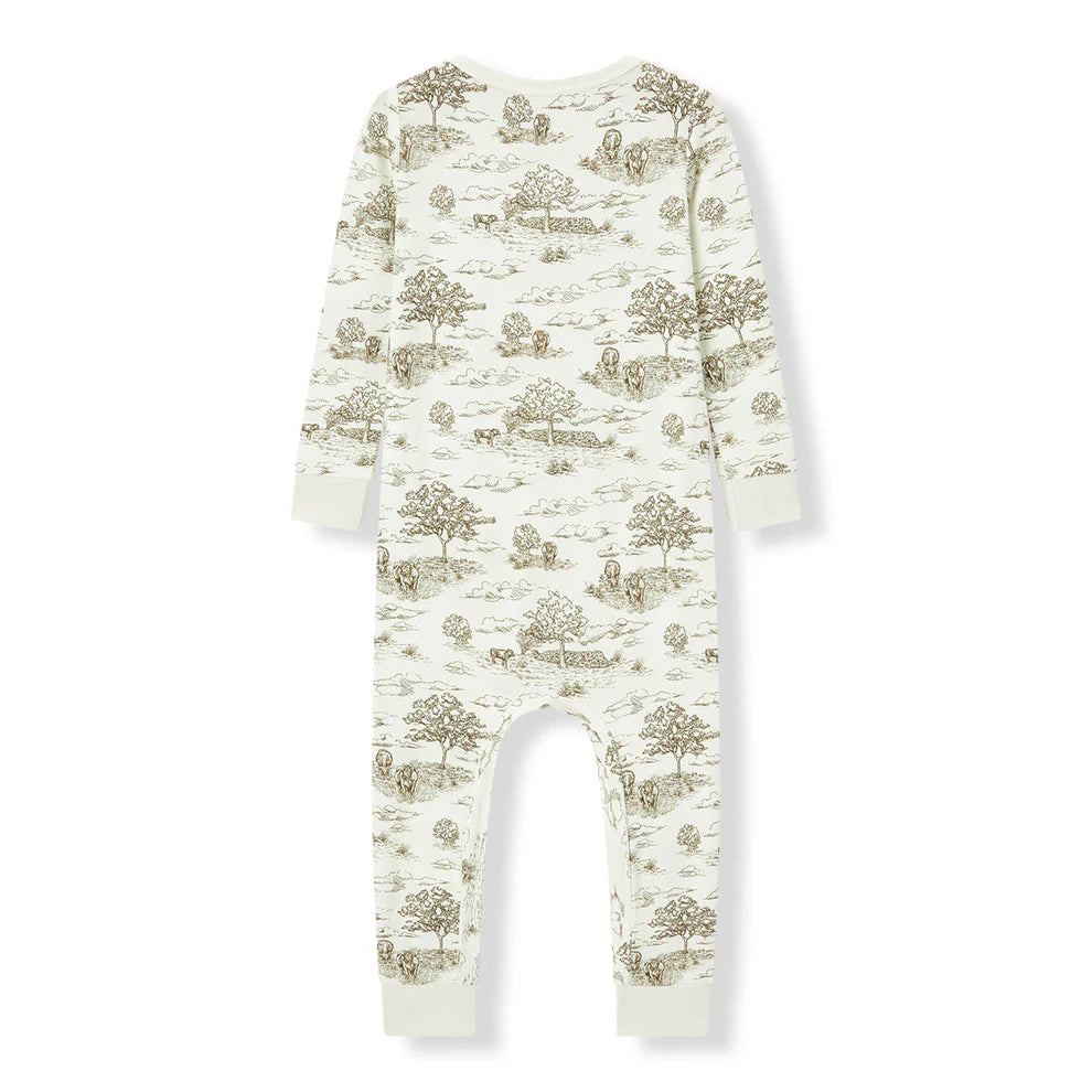 Milkbarn Country Toile Luxe Stretch Zipper Pajama