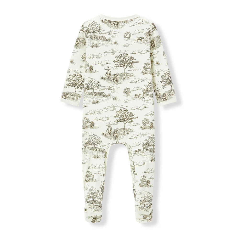 Milkbarn Country Toile Luxe Stretch Zipper Footed Romper