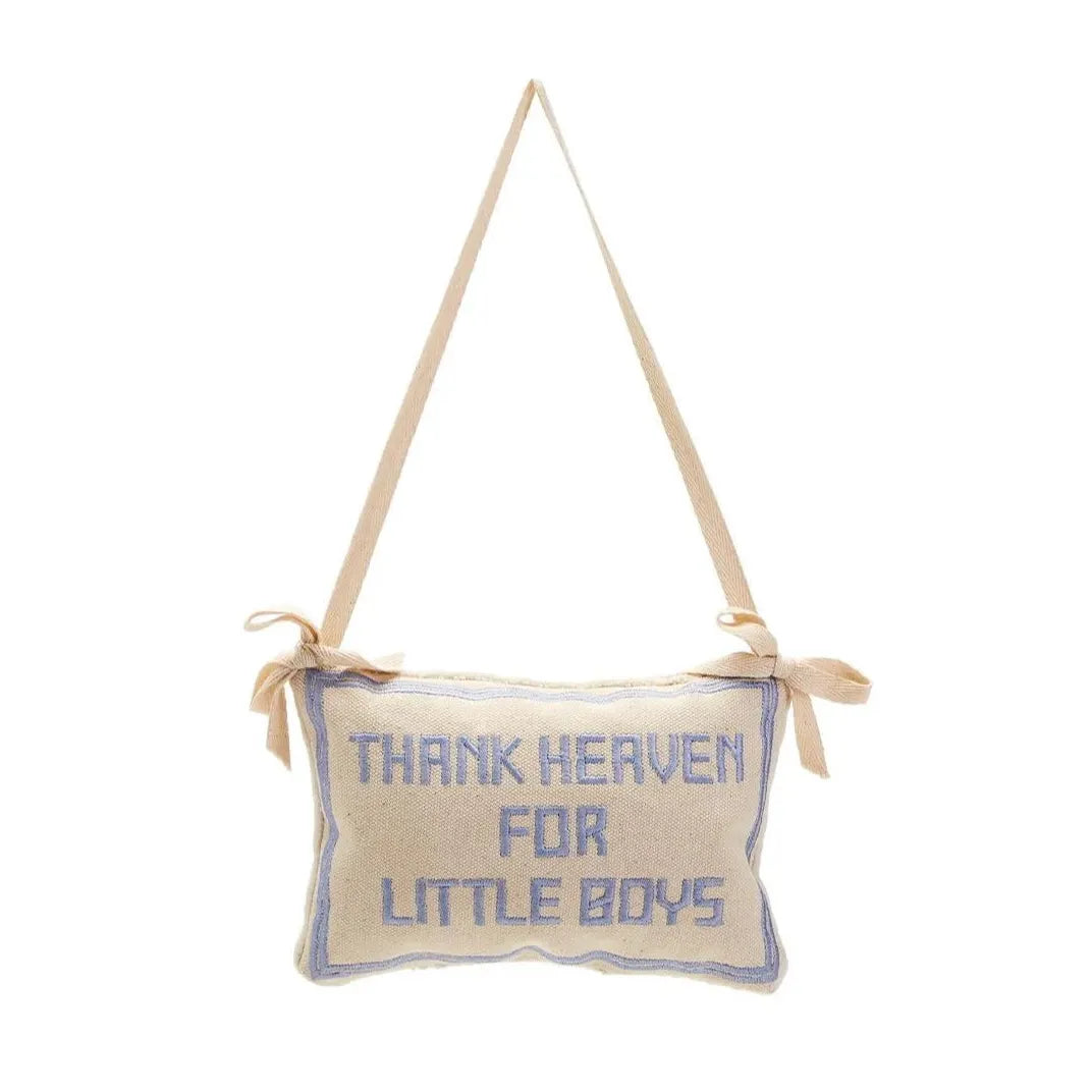 Thank Heaven Embroidered Pillow Door Hanger