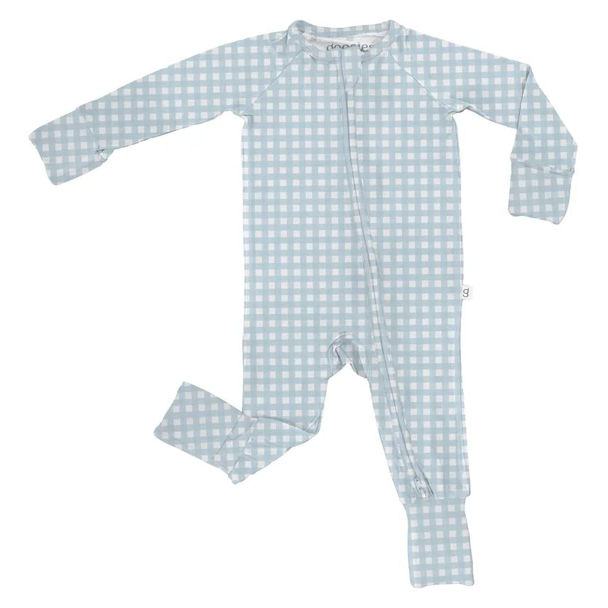 Blue Gingham Convertible Zip Pajamas