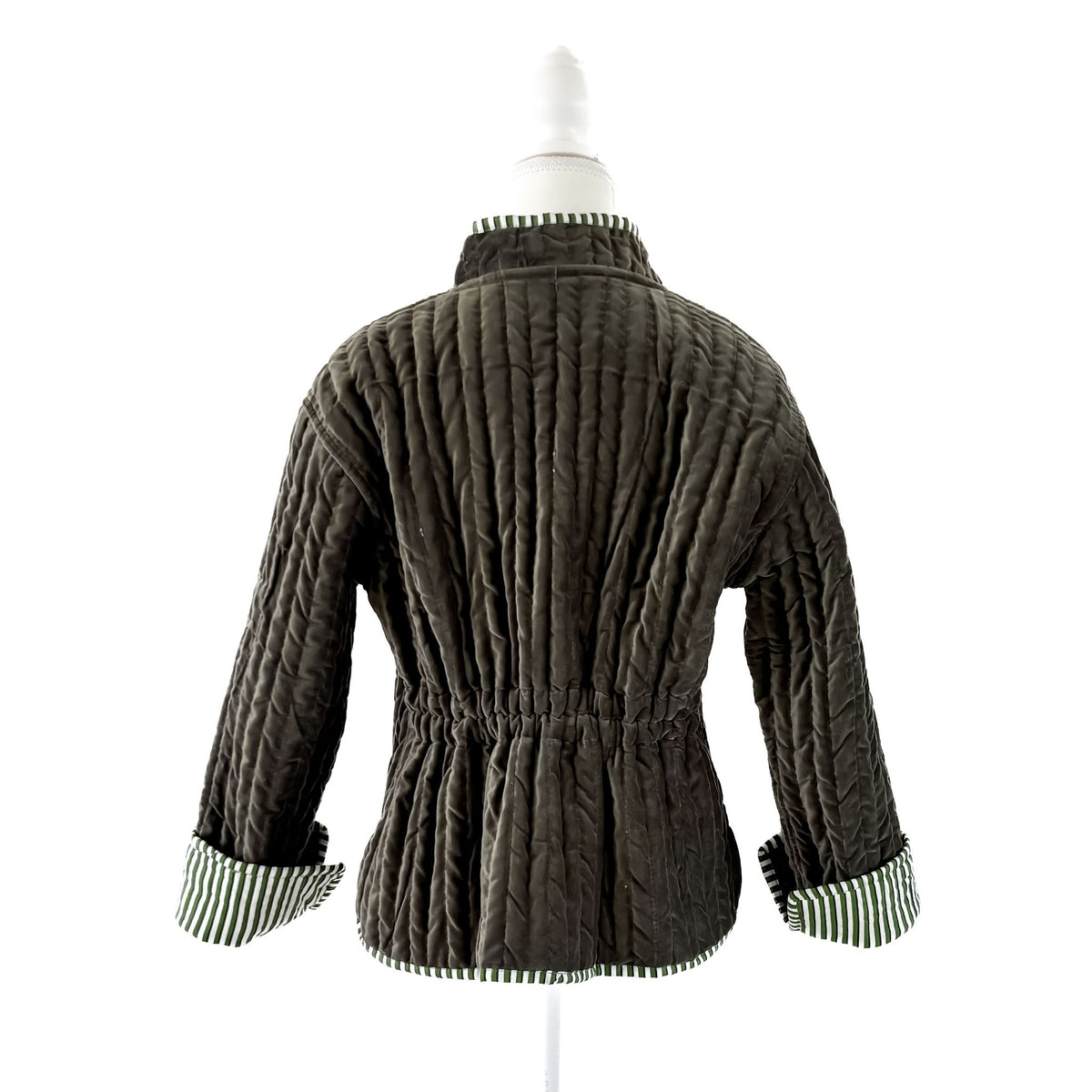 Olive Pinstripe Velvet  Reversible Jacket