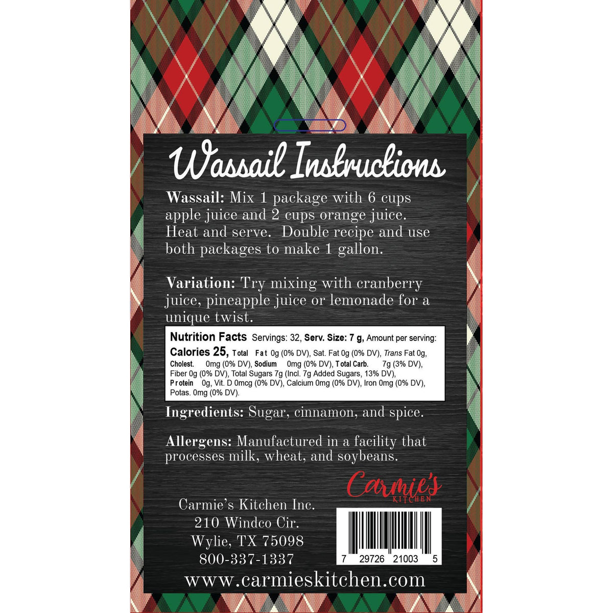 Wassail Spiced Cider Mix