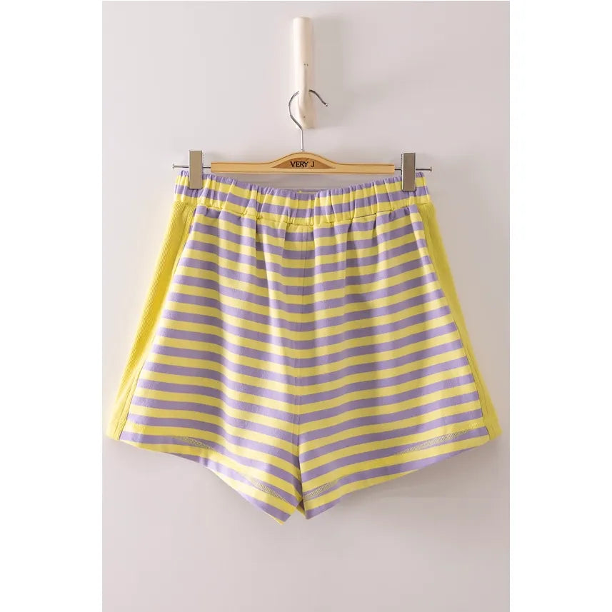 Lemon + Lavender Striped Lounge Shorts