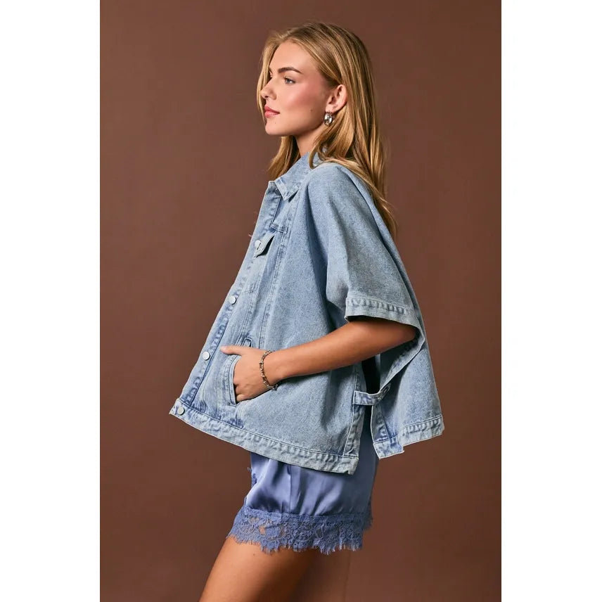 Denim Cape Jacket