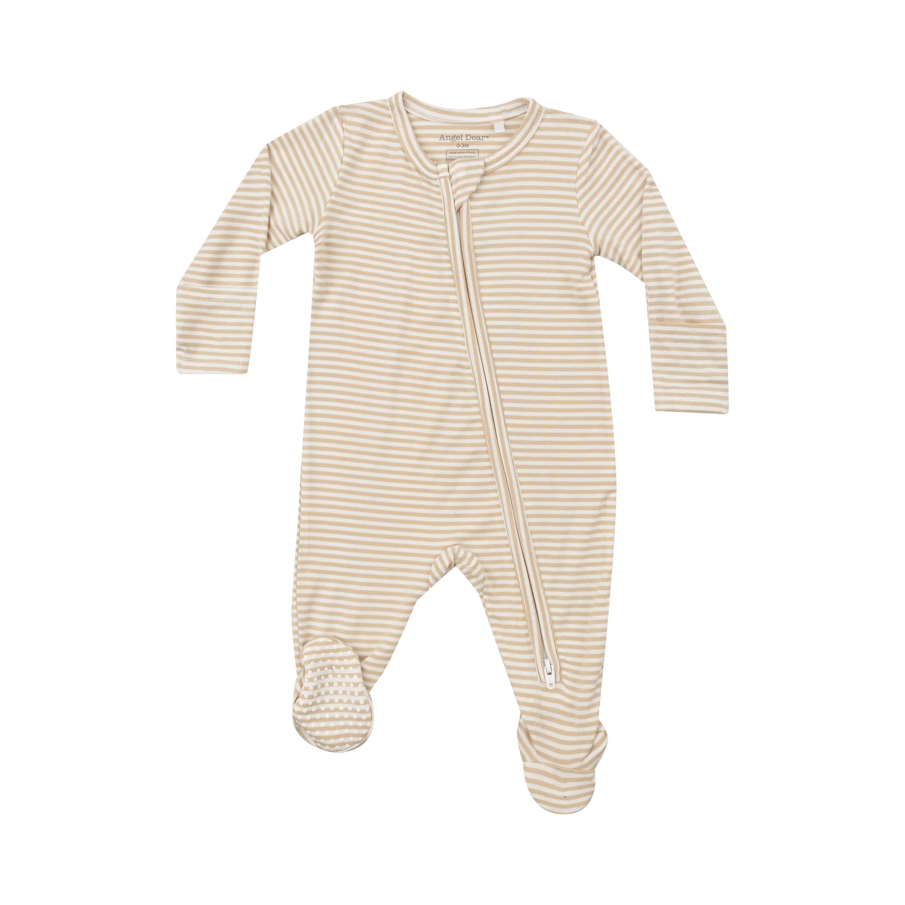 Beige Stripe 2 Way Zipper Footie