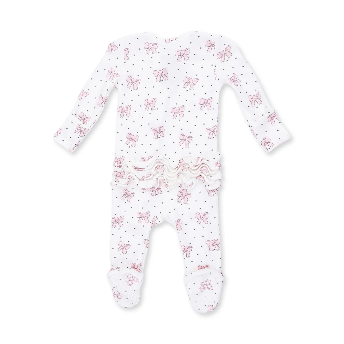 Bows and Hearts Ruffle Back Footie
