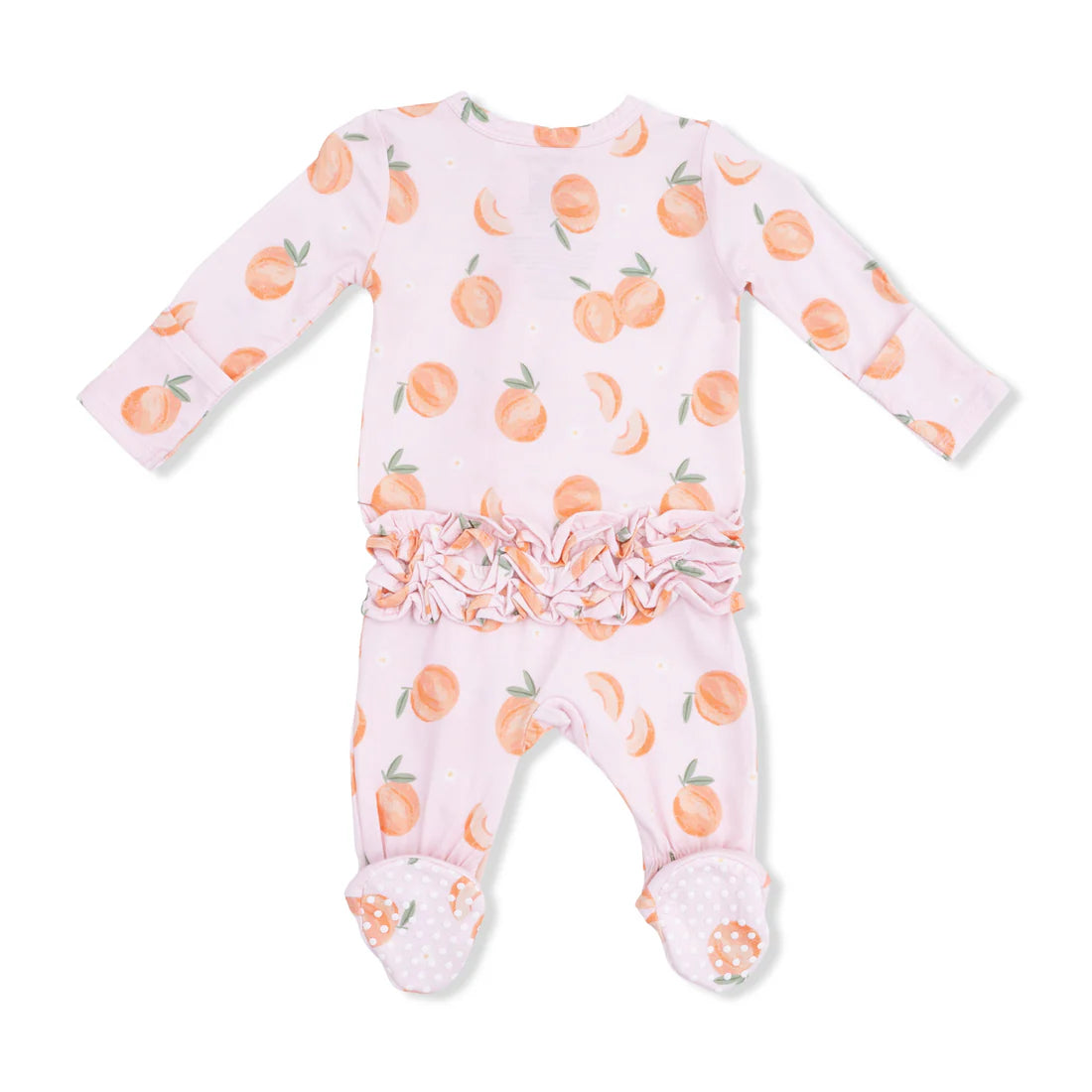 Sweet Peach Ruffle Back 2 Way Zipper Footie