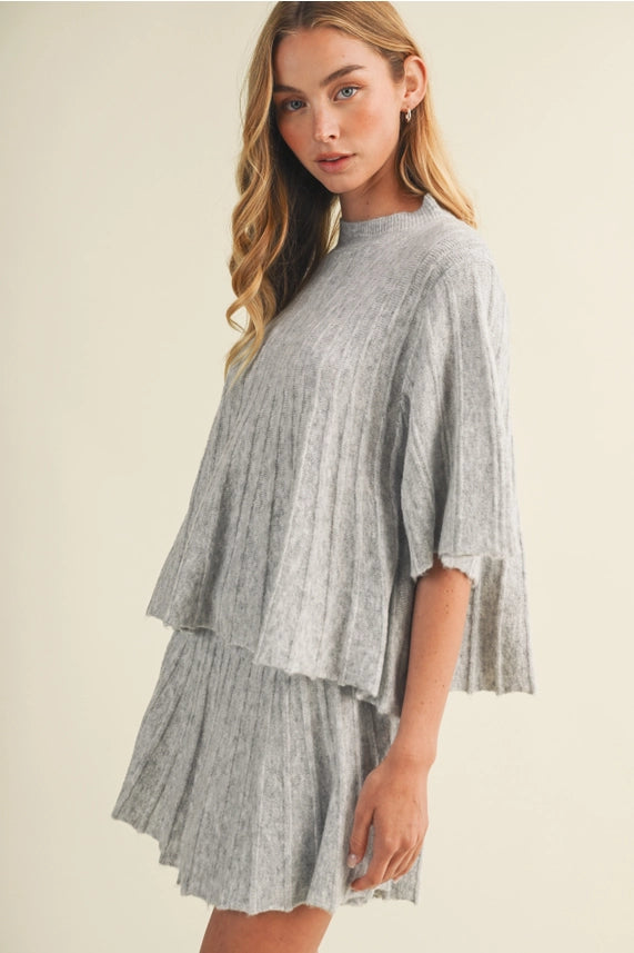 Bell Sleeve Wide-Rib Knit Pullover