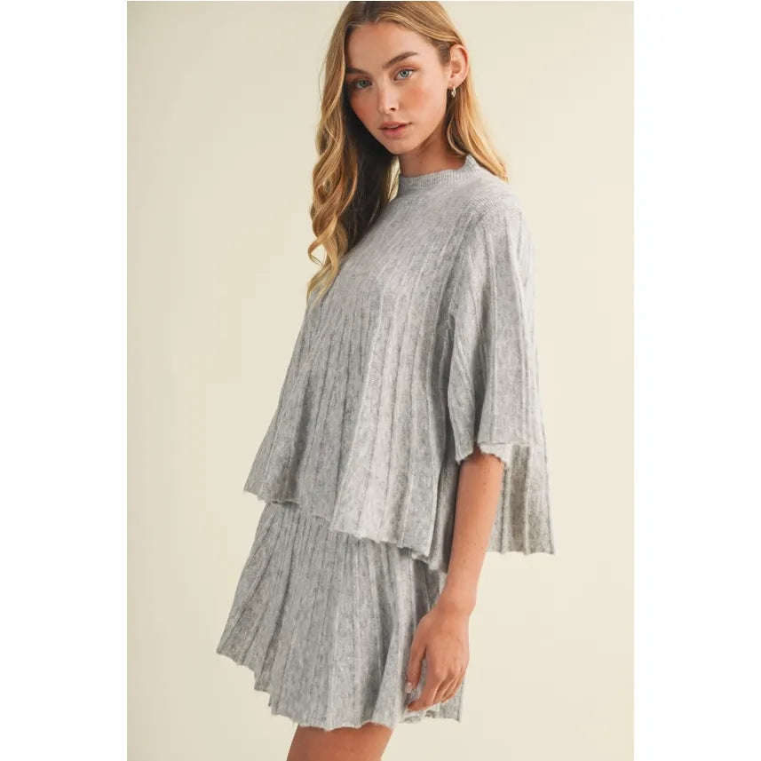 Bell Sleeve Wide-Rib Knit Pullover