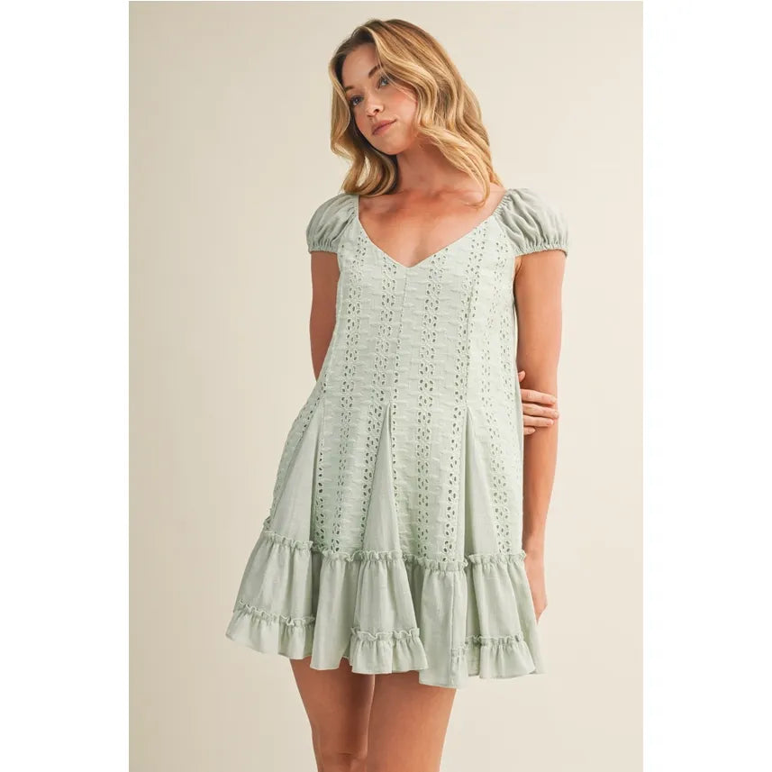 Puff Sleeve Eyelet Dress