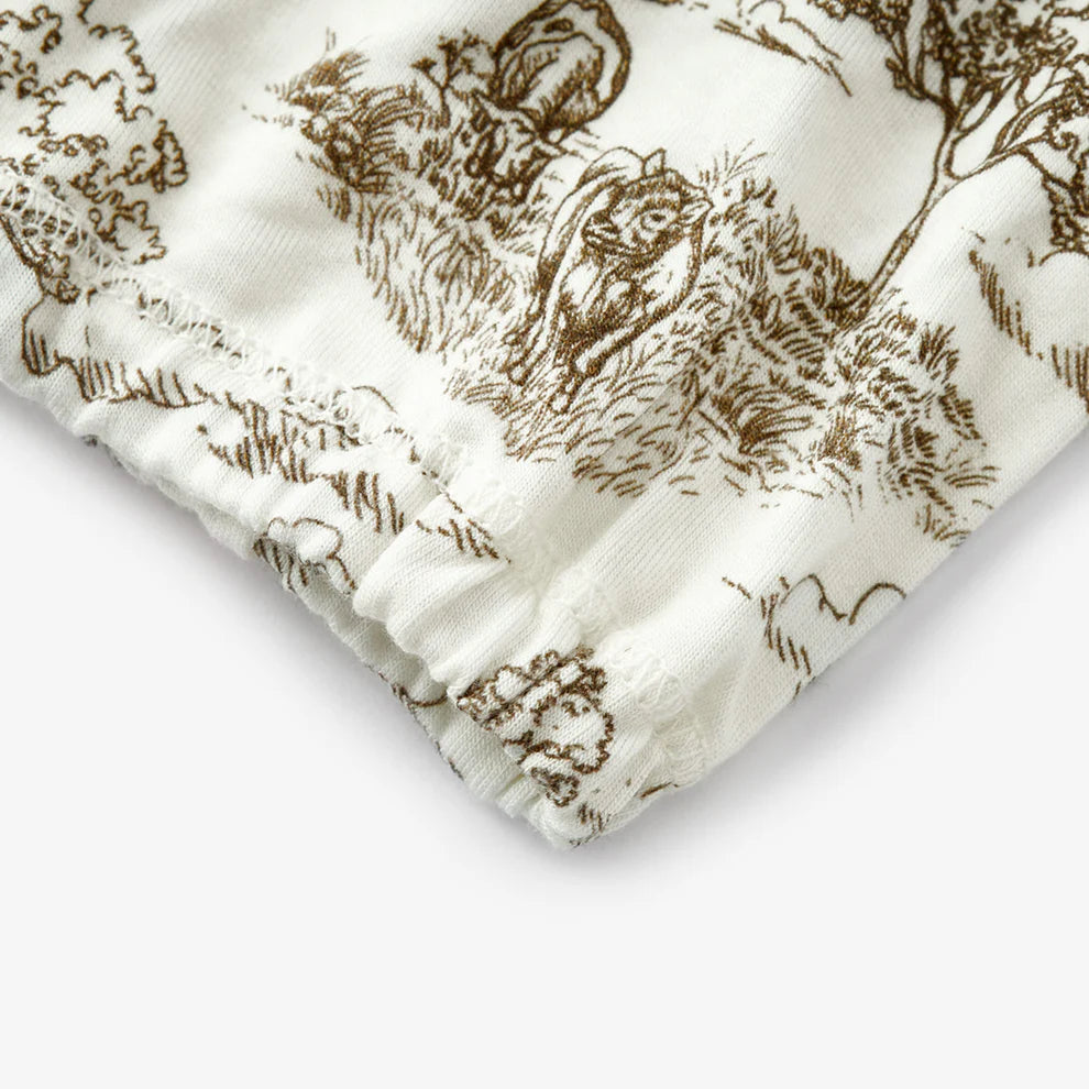 Milkbarn Country Toile Luxe Stretch Newborn Gown & Hat Set