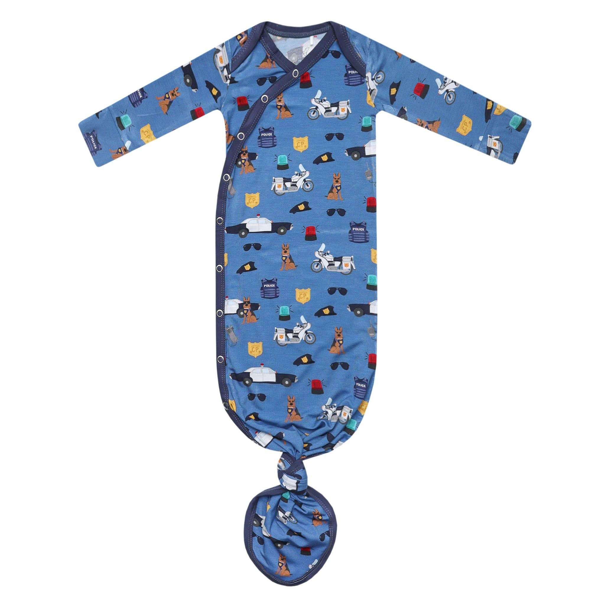 Police Officer Bamboo Newborn Knotted Gown