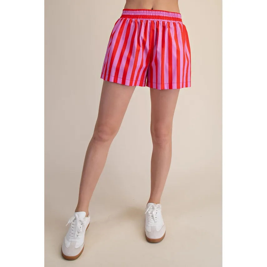 Pink + Red Striped Shorts