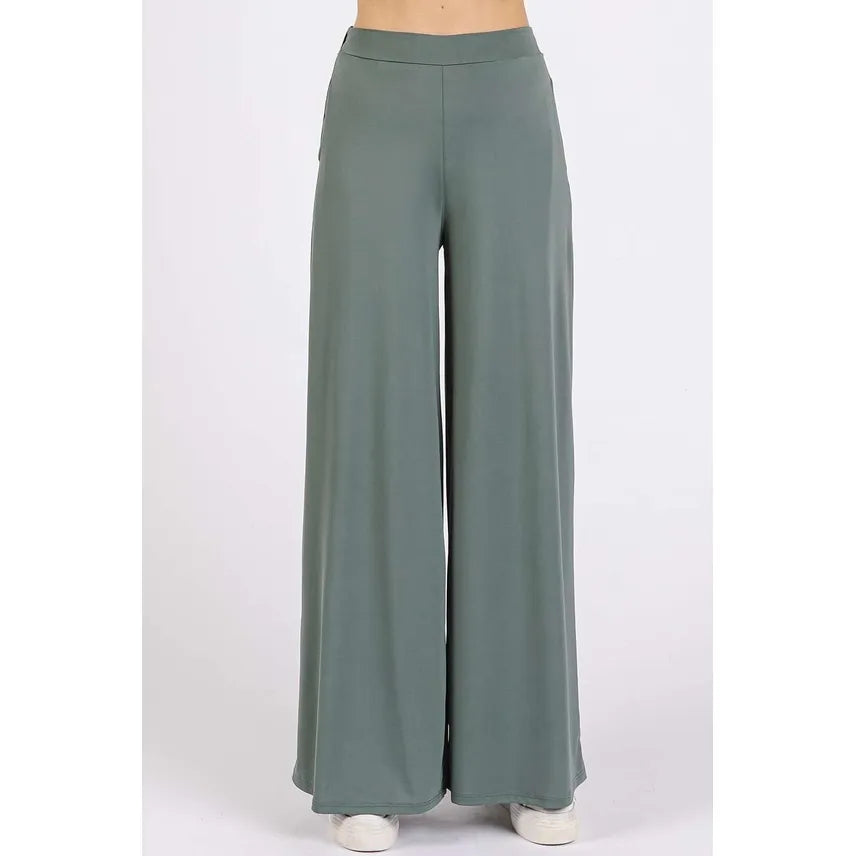Yoga Air Stretch Elastic Waist Wide Leg Pants