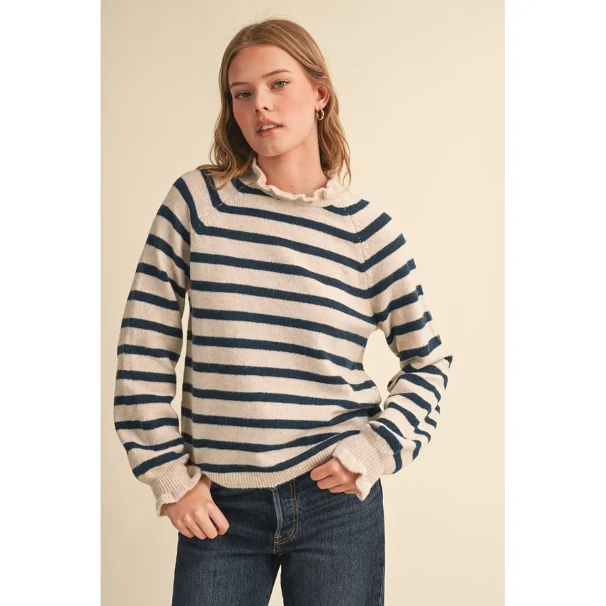 Ruffled Striped Sweater