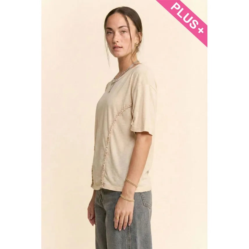 PLUS Solid Braided Insert Drop Shoulder Top