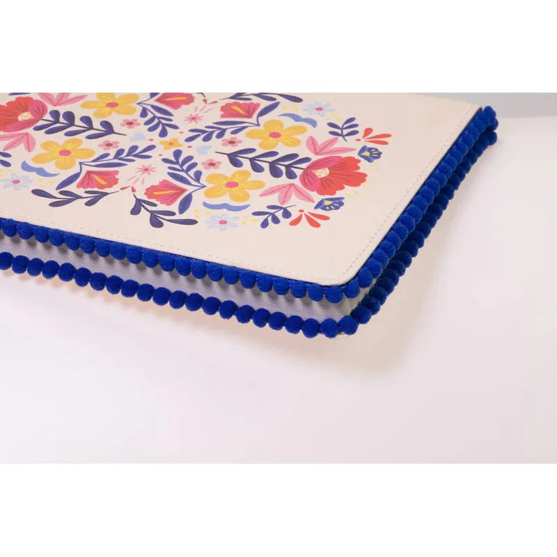 Blue Floral Pom-Pom Journal