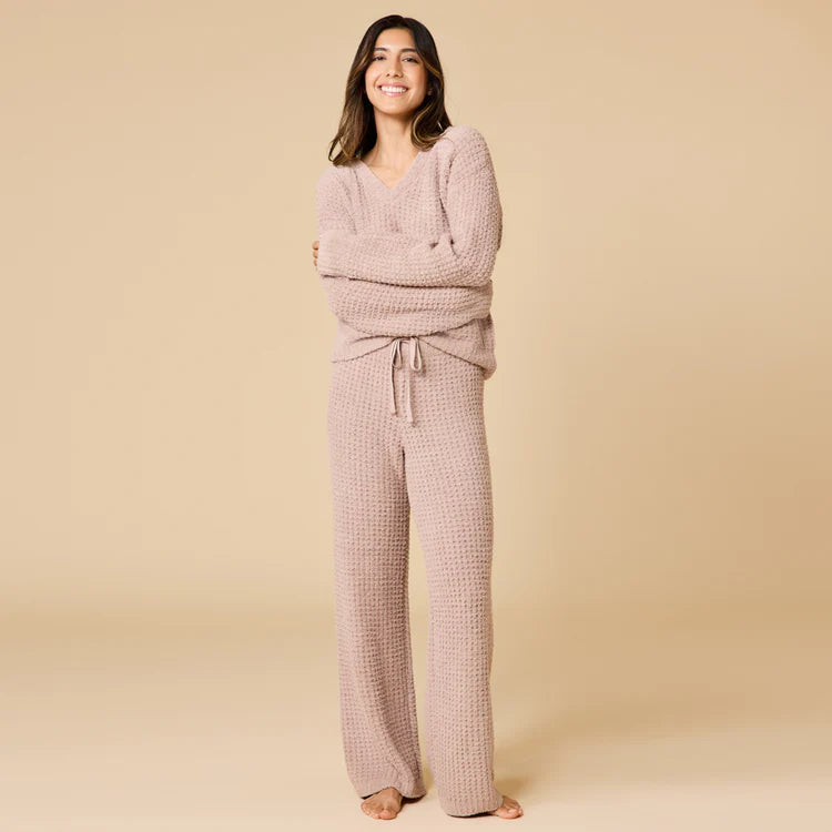 Softies Waffle Marshmallow V-Neck with Long Pant