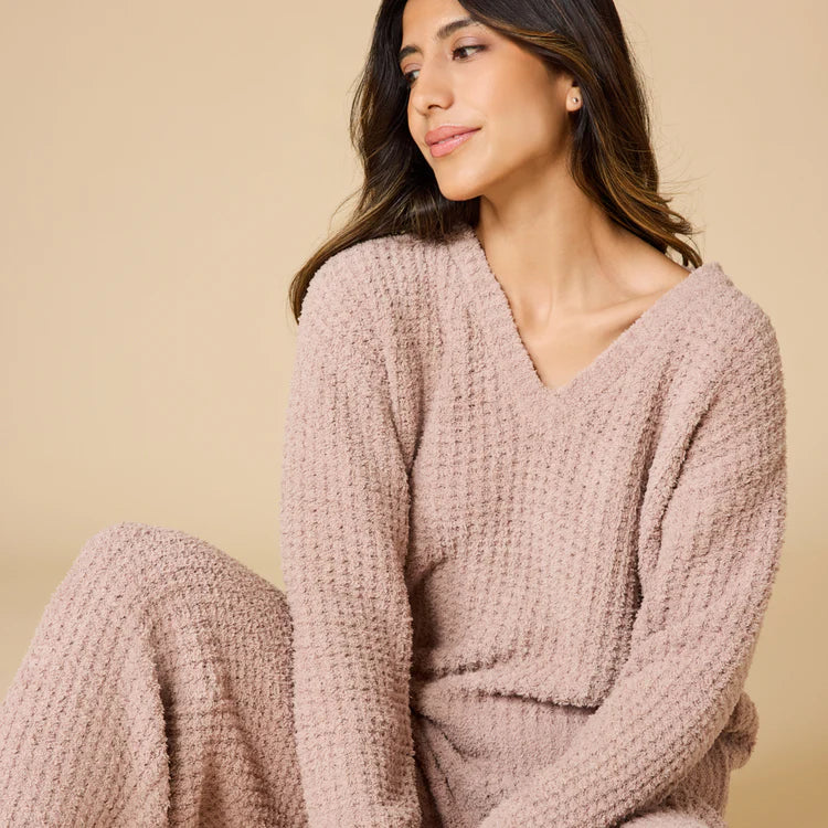 Softies Waffle Marshmallow V-Neck with Long Pant