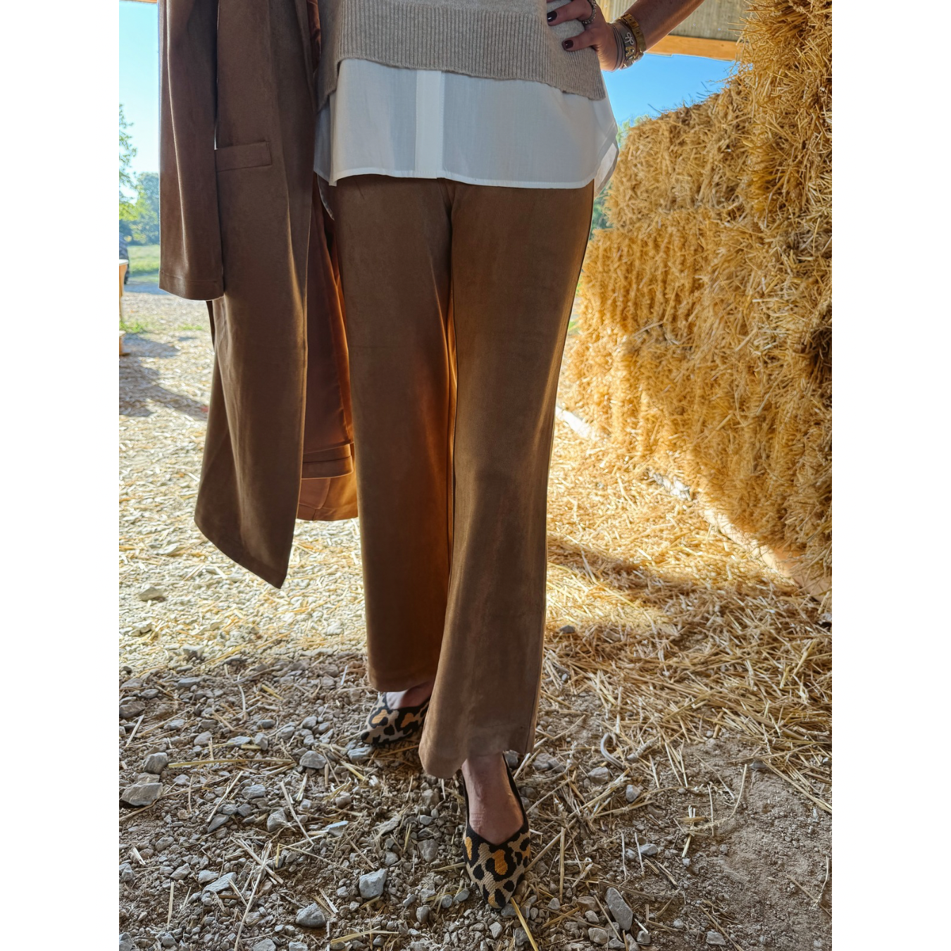 Faux Suede Wide Leg Pant