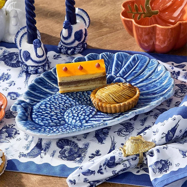 Blue Reactive Glaze Turkey Platter