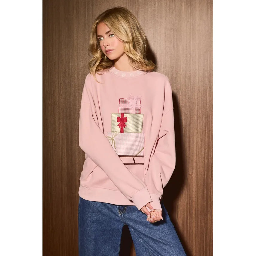 Holiday Sleigh Graphic Mock Neck Sweatshirt