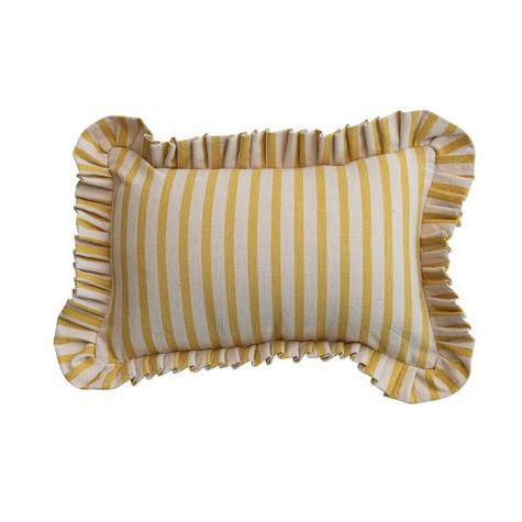 Striped Ruffle Lumbar Pillow