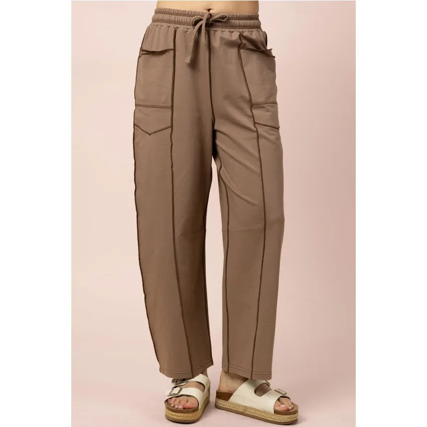 Mocha Stitch Detail Casual Knit Pants