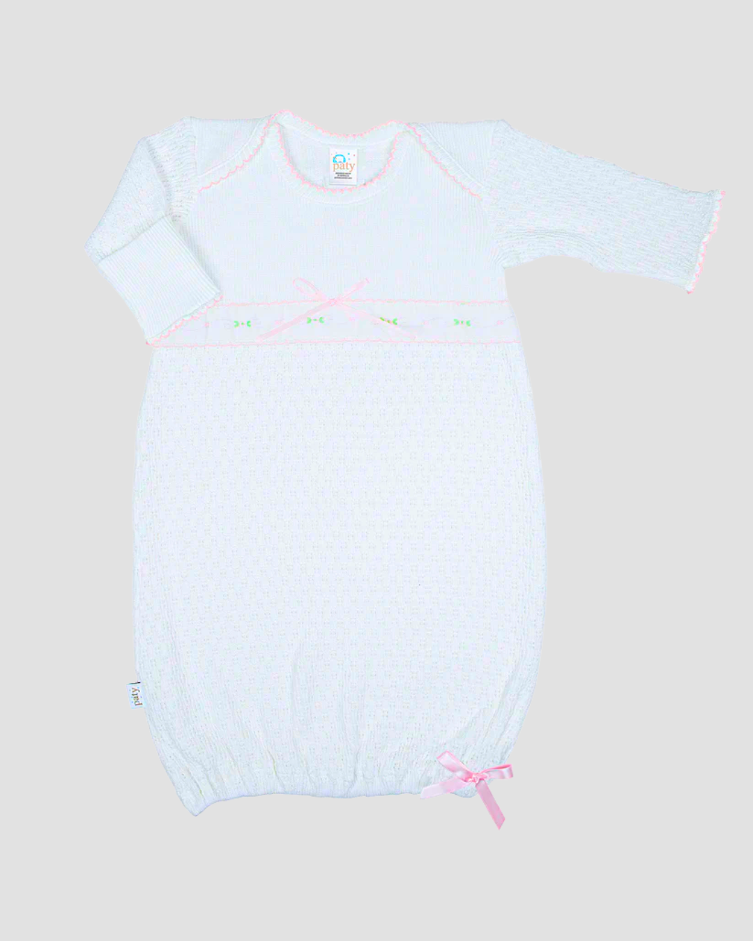 Paty Knit Newborn Gown with Swiss Floral