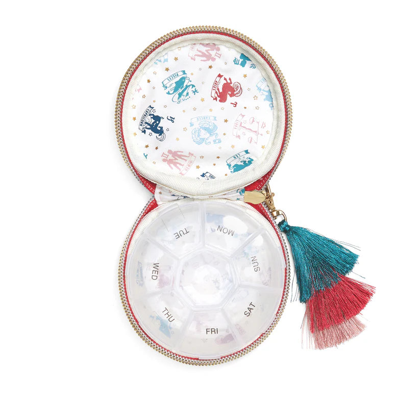 Vegan Leather Travel Pill Case with Tassel